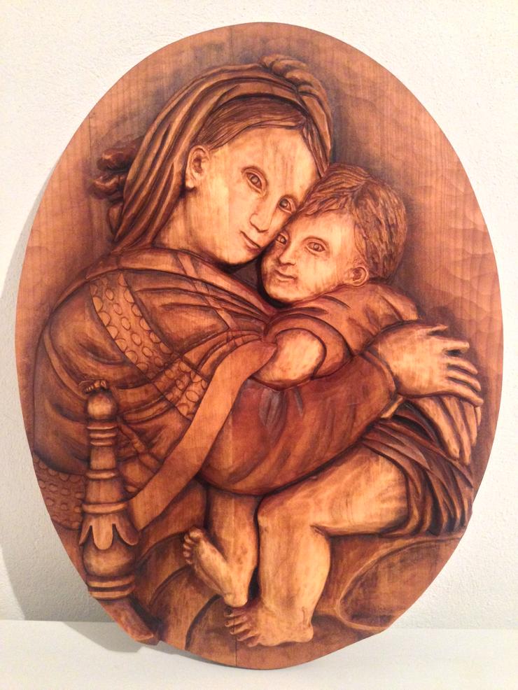 Madona s dítětem podle Madona della Sedia renesančního mistra Rafaela Santi z Urbína